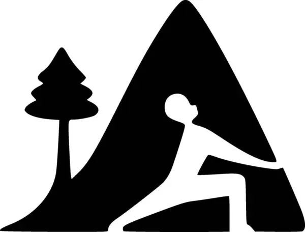 Yoga Ícone Isolado Preto Branco Ilustração Vetorial — Vetor de Stock
