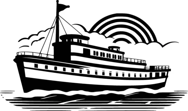 stock vector Boat - black and white vector illustration