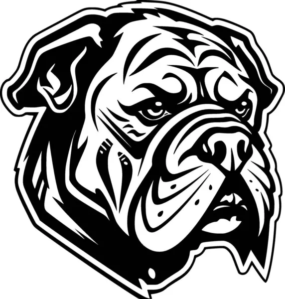 Bulldog Siyah Beyaz Izole Edilmiş Ikon Vektör Illüstrasyonu — Stok Vektör