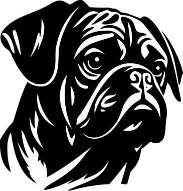 Pug - yüksek kaliteli vektör logosu - t-shirt grafiği için ideal vektör illüstrasyonu