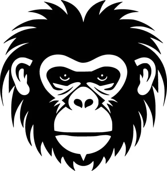 Chimpanzee 简约和平面标识 矢量插图 — 图库矢量图片