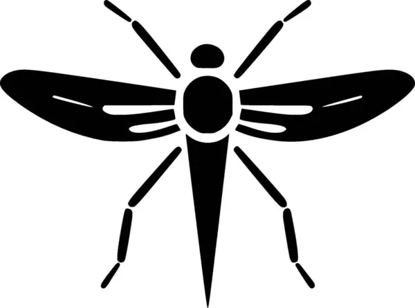 Mosquito Černá Bílá Izolovaná Ikona Vektorová Ilustrace — Stockový vektor