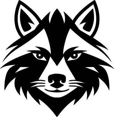 Raccoon - black and white vector illustration clipart