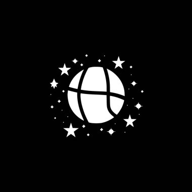 Basketbol - siyah ve beyaz izole edilmiş ikon - vektör illüstrasyonu