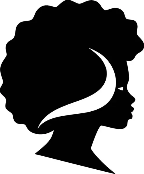 Черная Женщина Черно Белая Векторная Иллюстрация — стоковый вектор
