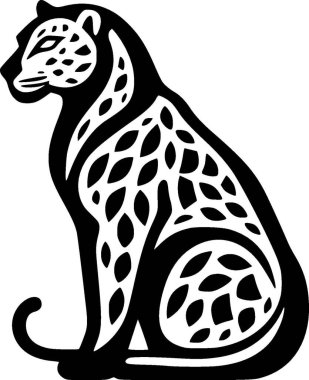 Leopar - minimalist ve basit siluet - vektör çizimi