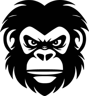 Monkey - black and white vector illustration clipart