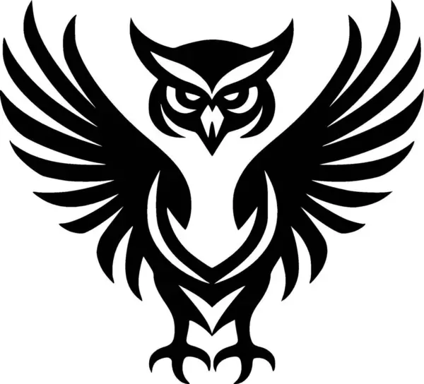 stock vector Owl - black and white isolated icon - vector illustration