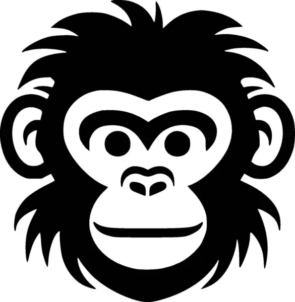Monkey Minimalist Simple Silhouette Vector Illustration — Stock Vector