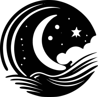 Celestial - black and white isolated icon - vector illustration clipart