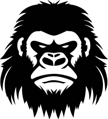 Gorilla - black and white isolated icon - vector illustration clipart