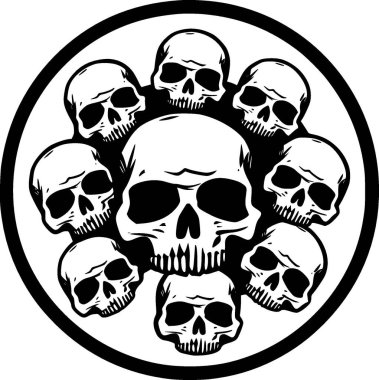Skulls - black and white vector illustration clipart