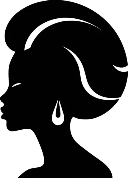 Mulher Negra Silhueta Minimalista Simples Ilustração Vetorial — Vetor de Stock