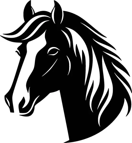 Hevonen Musta Valkoinen Eristetty Kuvake Vektorikuvaus kuvituskuva