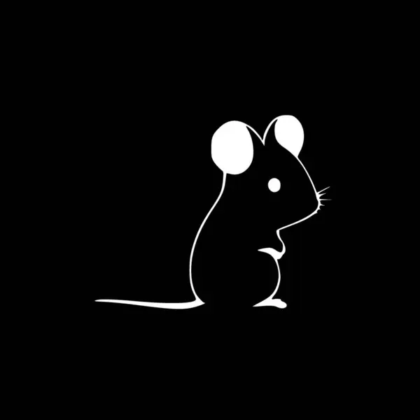 Мышь Черно Белая Изолированная Иконка Векторная Иллюстрация — стоковый вектор