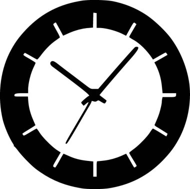 Clock face - black and white isolated icon - vector illustration clipart
