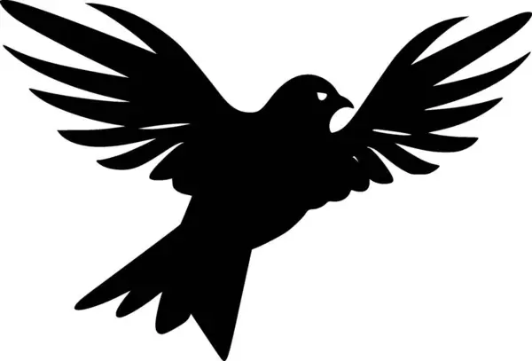 Bird Black White Vector Illustration — Stock Vector