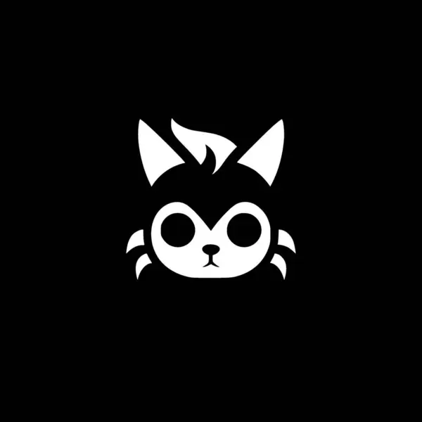 Cat Zwart Wit Geïsoleerd Icoon Vector Illustratie — Stockvector