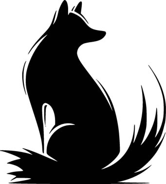 Fox - black and white vector illustration clipart