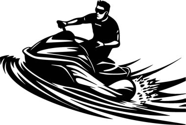 Jet ski - yüksek kaliteli vektör logosu - t-shirt grafiği için ideal vektör çizimi