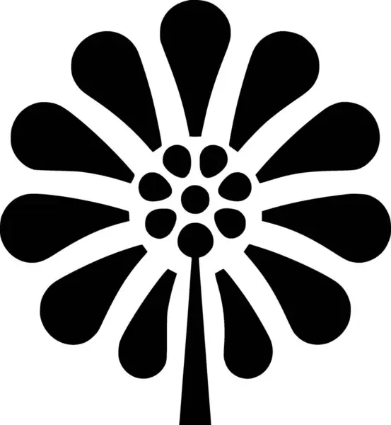 Blomst Sort Hvidt Isoleret Ikon Vektorillustration – Stock-vektor