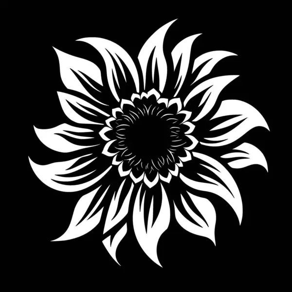 Kukka Musta Valkoinen Eristetty Kuvake Vektorikuvaus — vektorikuva