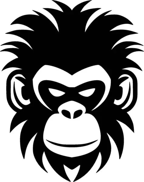 Małpa Czarno Biała Odizolowana Ikona Ilustracja Wektora — Wektor stockowy