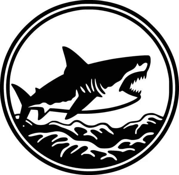 Акула Минималистский Плоский Логотип Векторная Иллюстрация — стоковый вектор