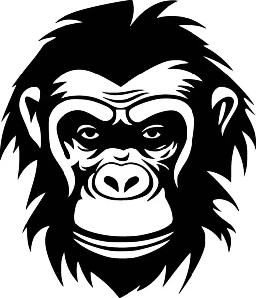 Chimpanse Sort Hvidt Isoleret Ikon Vektorillustration – Stock-vektor