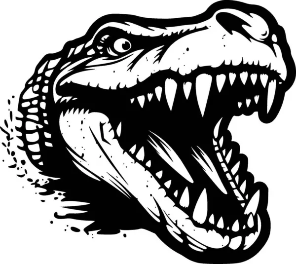 Крокодил Черно Белый Изолированный Значок Векторная Иллюстрация — стоковый вектор