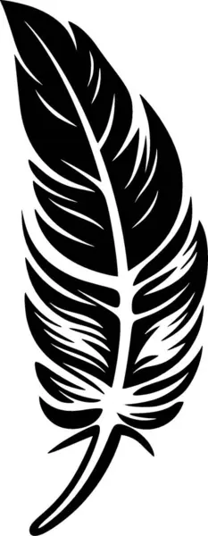 Feather Black White Isolated Icon Vector Illustration — Stock Vector