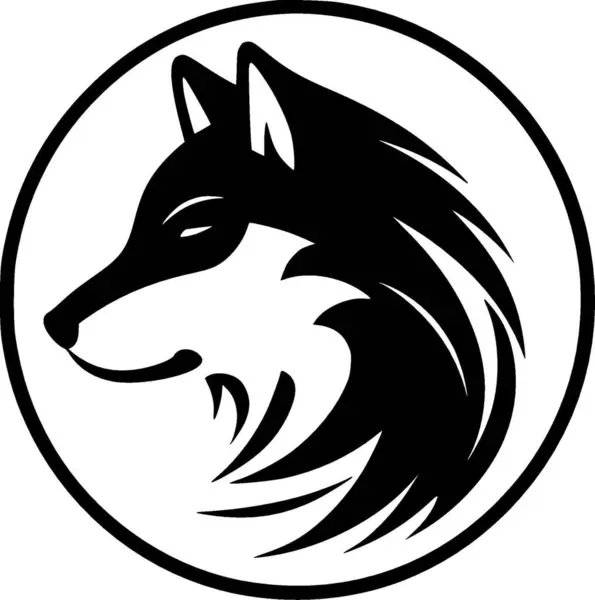 Wolf Musta Valkoinen Eristetty Kuvake Vektorikuvaus — vektorikuva