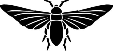 Fly - black and white vector illustration clipart