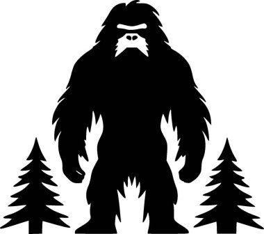 Bigfoot - black and white vector illustration clipart