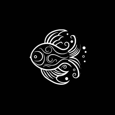 Palyaço Balığı - siyah ve beyaz vektör çizimi