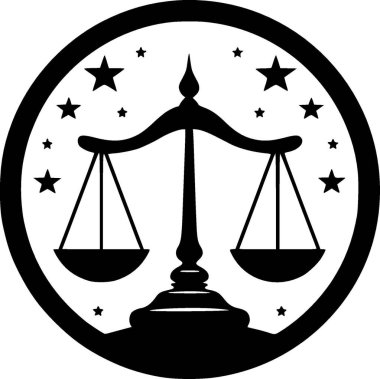 Justice - black and white vector illustration clipart