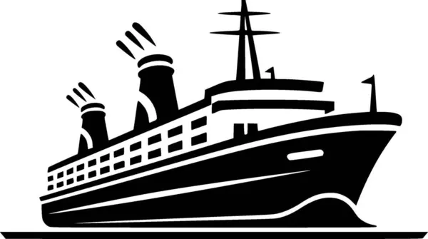 Crucero Icono Aislado Blanco Negro Ilustración Vectorial — Vector de stock
