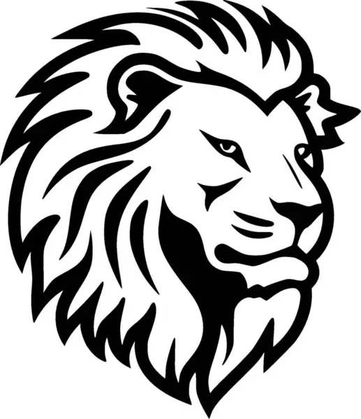 Lion Illustration Vectorielle Noir Blanc — Image vectorielle