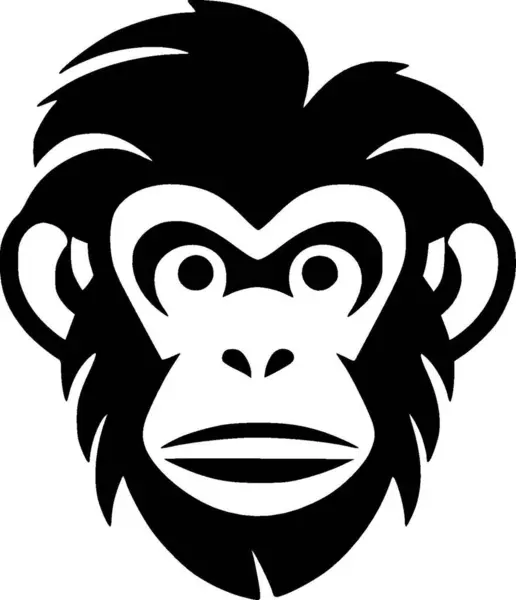 Opice Černá Bílá Izolovaná Ikona Vektorová Ilustrace — Stockový vektor