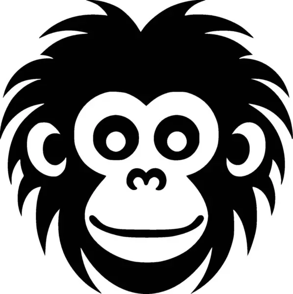 Scimmia Icona Isolata Bianco Nero Illustrazione Vettoriale — Vettoriale Stock