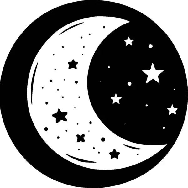 Księżyc Czarno Biały Odizolowany Ikona Wektor Ilustracja — Wektor stockowy
