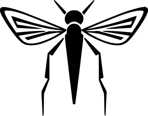 Mosquito Icono Aislado Blanco Negro Ilustración Vectorial — Archivo Imágenes Vectoriales