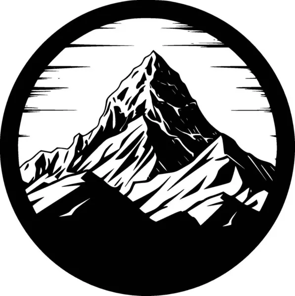 Montagne Illustration Vectorielle Noir Blanc — Image vectorielle