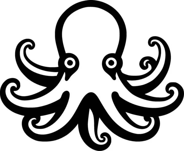 Chobotnice Černobílá Vektorová Ilustrace — Stockový vektor