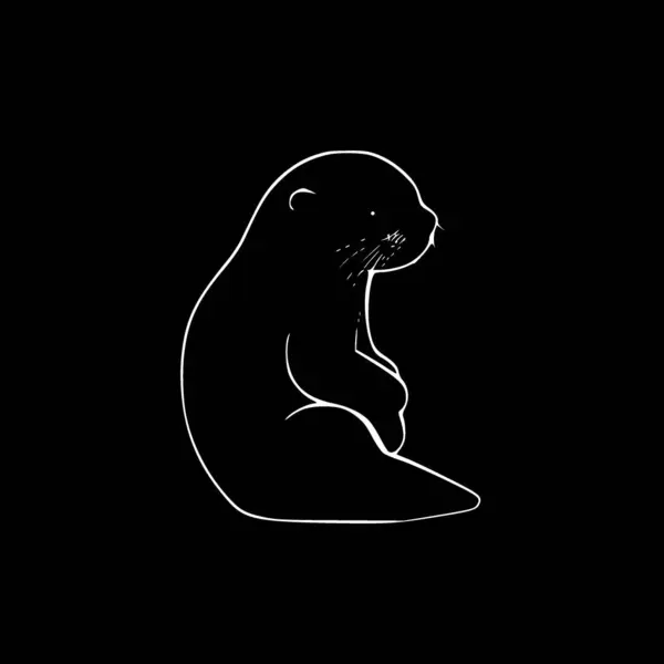 Otter Silhouette Minimaliste Simple Illustration Vectorielle — Image vectorielle