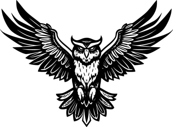 猫头鹰 黑白隔离图标 矢量插图 — 图库矢量图片