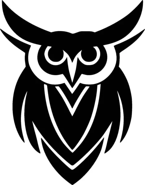 Gufo Logo Minimalista Piatto Illustrazione Vettoriale — Vettoriale Stock