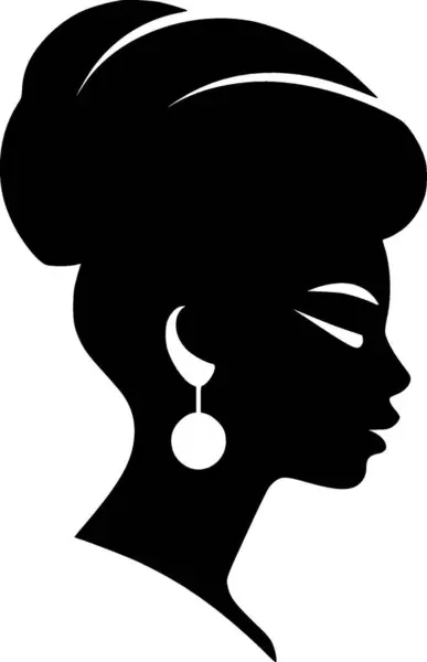 Mujer Negra Icono Aislado Blanco Negro Ilustración Vectorial — Archivo Imágenes Vectoriales