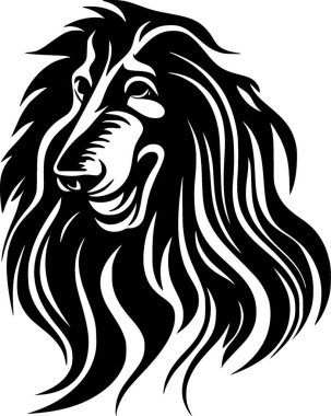 Afghan hound - black and white isolated icon - vector illustration clipart