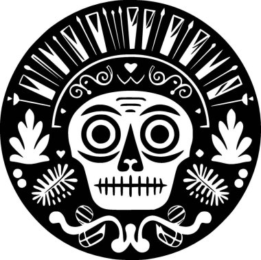 Mexico - black and white isolated icon - vector illustration clipart